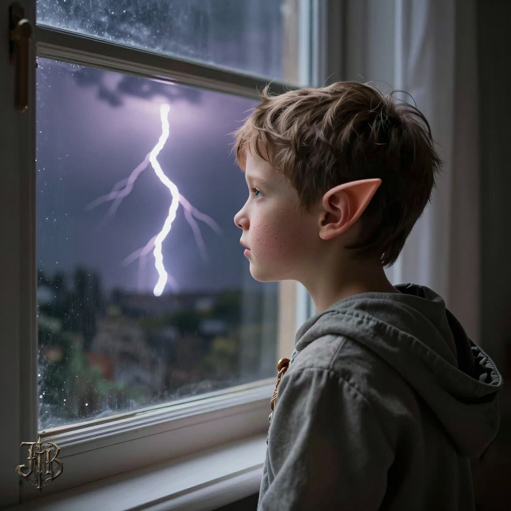 Am Fenster bei Gewitter